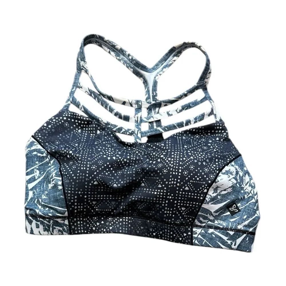 Prana Green & Black Strappy Sports Bra